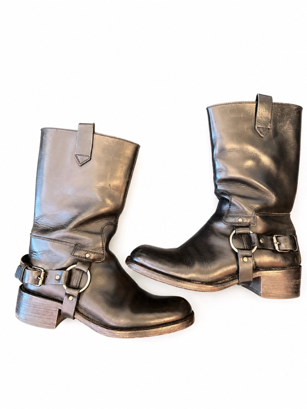 Miu Miu super worn in & edgy Black Leather motorcycle boots